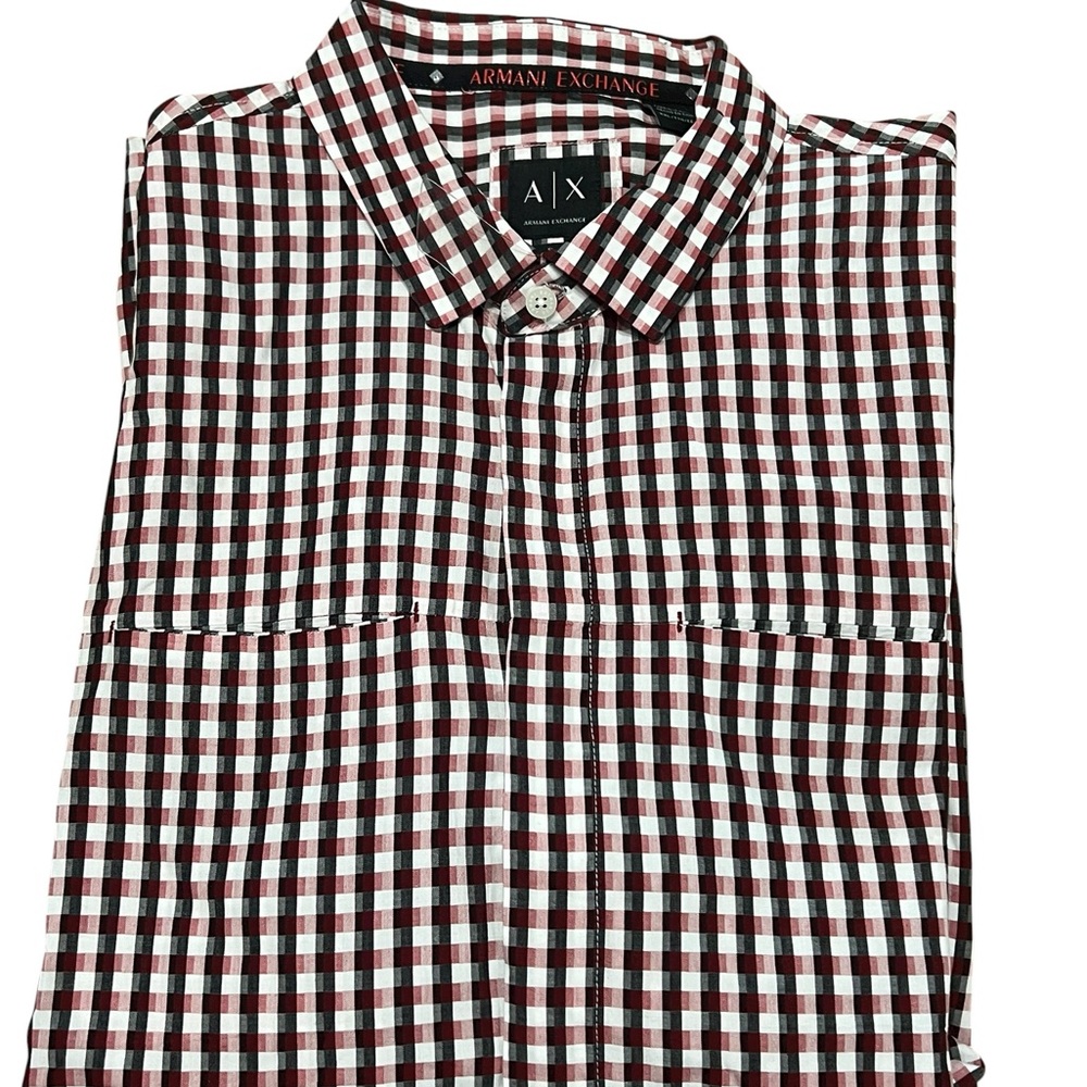 Armani Exchange Men's Plaid Shirt - Red, Black, and White